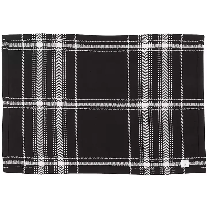Dual White and Black Cotton Placemats, Set of 4