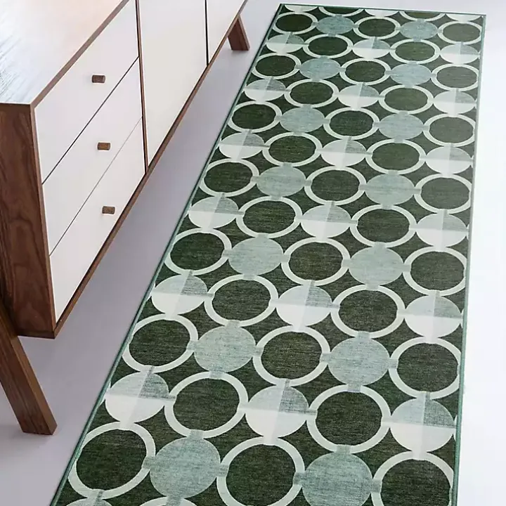 Dula Sage Green Washable Runner, 2x7