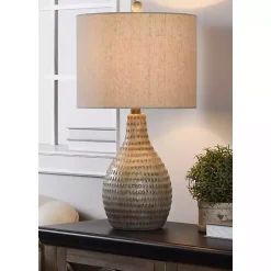Earth Tone Oak Table Lamp