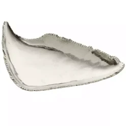 Earthy Abstract Cracked Silver Decorative Tray