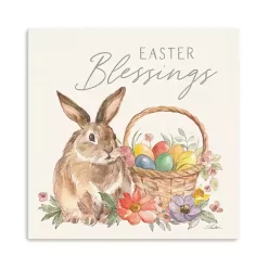 Easter Blessings Bunny and Basket Canvas Art Print