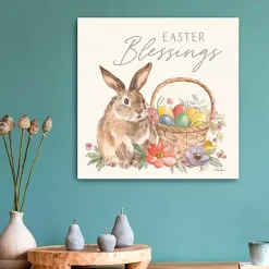 Easter Blessings Bunny and Basket Canvas Art Print
