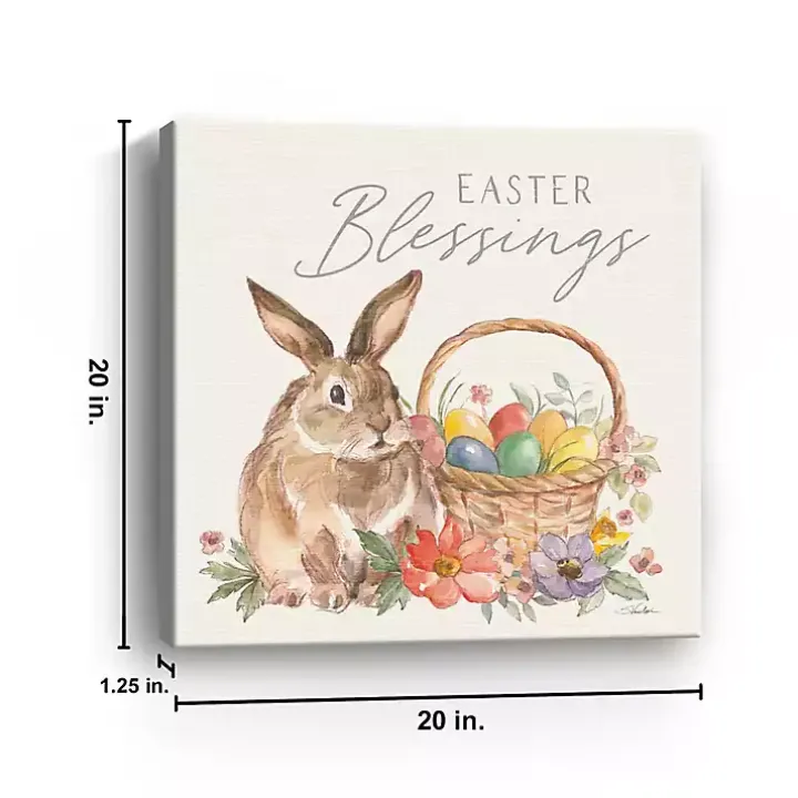 Easter Blessings Bunny and Basket Canvas Art Print