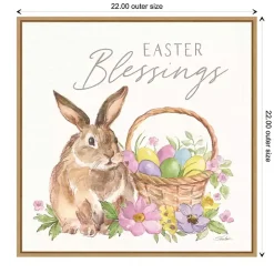 Easter Blessings Bunny Framed Canvas Art Print