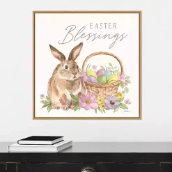 Easter Blessings Bunny Framed Canvas Art Print