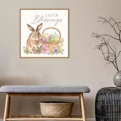 Easter Blessings Bunny Framed Canvas Art Print