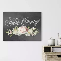 Easter Blessings Floral Chalk Canvas Art Print