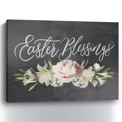 Easter Blessings Floral Chalk Canvas Art Print