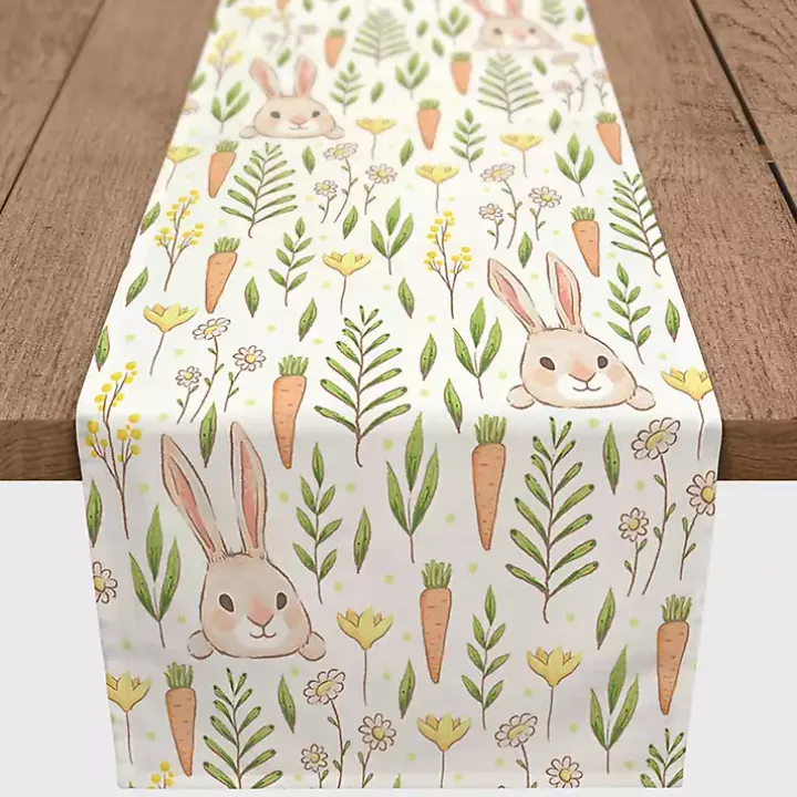 Easter Bunnies and Carrots Table Runner, 72 in.
