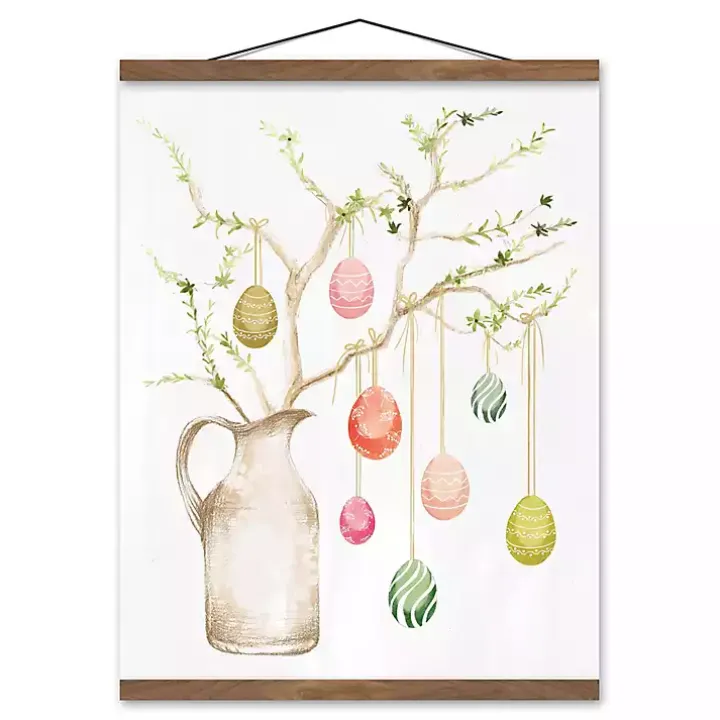 Easter Egg Tree Teak Hanging Canvas Art Print
