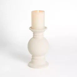 Eggshell Ceramic Pillar Candle Holder, 12 in.