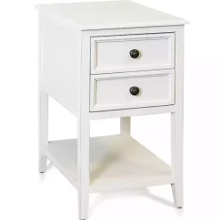 Eggshell Slim Side Table with Shelf