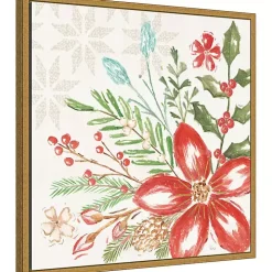 Elegant Poinsettia Framed Canvas Art Print