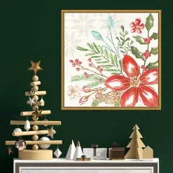Elegant Poinsettia Framed Canvas Art Print