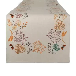 Embroidered Autumn Leaves Table Runner, 108 in.