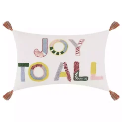 Embroidered Joy to All Christmas Pillow