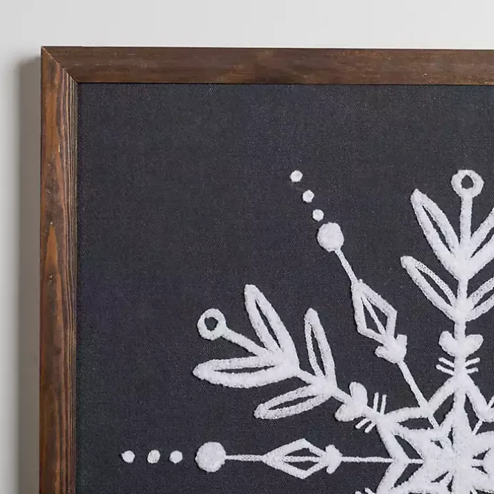 Embroidered Snowflake Framed Wall Plaque