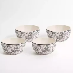 Emery Black Toile Cereal Bowls, Set of 4