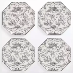 Emery Black Toile Dinner Plates, Set of 4
