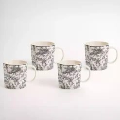 Emery Black Toile Mugs, Set of 4