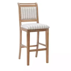 Emma Gray Bar Stool with Nailhead Trim