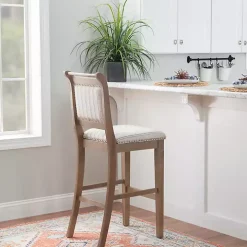 Emma Gray Bar Stool with Nailhead Trim