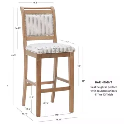 Emma Gray Bar Stool with Nailhead Trim