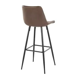 Espresso Faux Leather Metal Bar Stools, Set of 2
