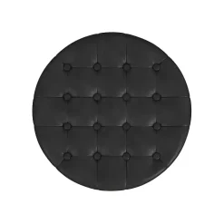 Espresso Faux Leather Tufted Storage Ottoman