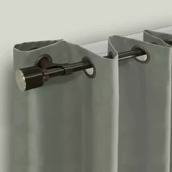 Espresso Metal Blackout Finial Curtain Rod, 36 in.