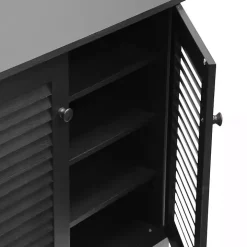 Espresso Shutter Door Wooden Cabinet