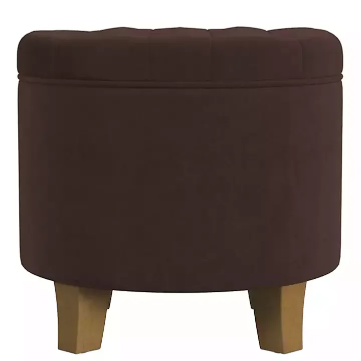 Espresso Velvet Tufted Storage Ottoman