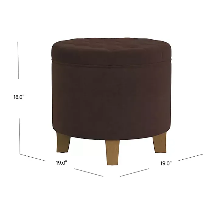 Espresso Velvet Tufted Storage Ottoman