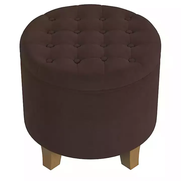 Espresso Velvet Tufted Storage Ottoman