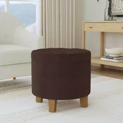 Espresso Velvet Tufted Storage Ottoman