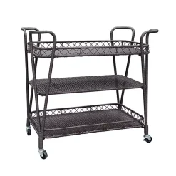 Espresso Wicker Resin Serving Cart