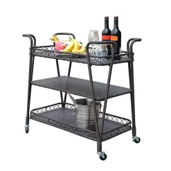 Espresso Wicker Resin Serving Cart