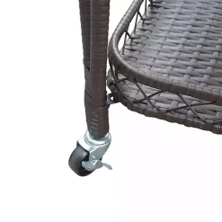 Espresso Wicker Resin Serving Cart