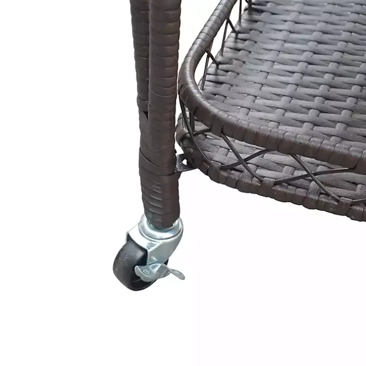 Espresso Wicker Resin Serving Cart