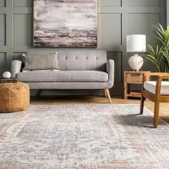 Etta Distressed Vintage Washable Area Rug, 5x8