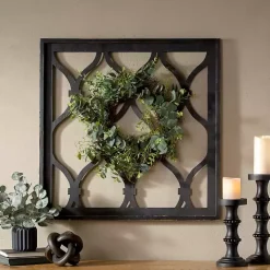 Eucalyptus Wreath Black Trellis Plaque