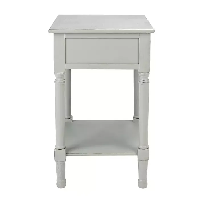 Evelina Gray Textured Single Drawer Accent Table