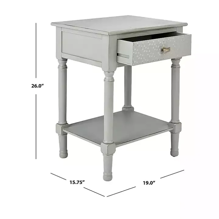 Evelina Gray Textured Single Drawer Accent Table