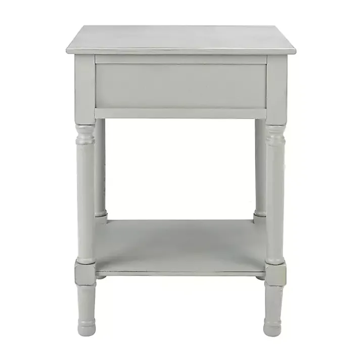 Evelina Gray Textured Single Drawer Accent Table