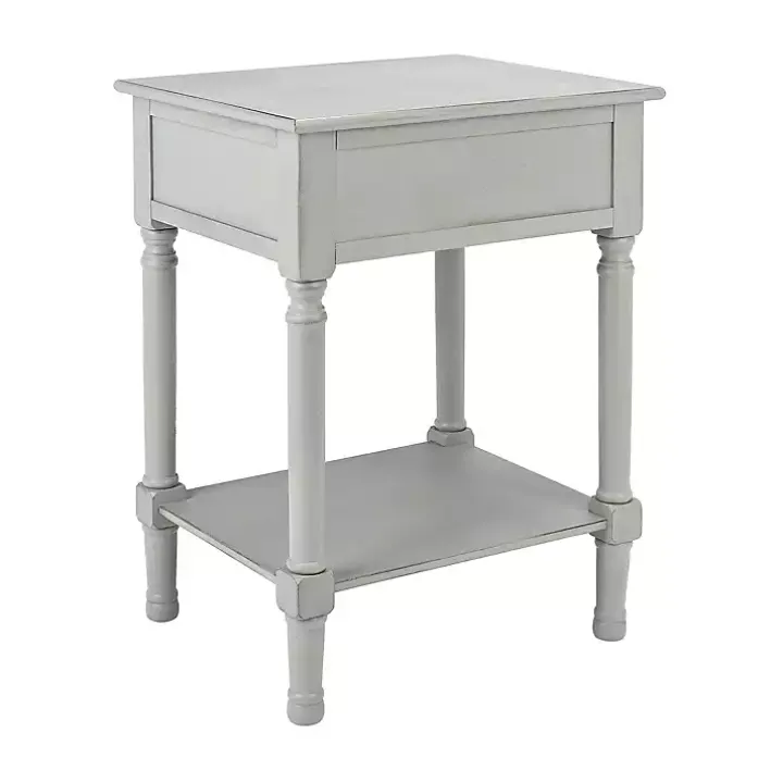 Evelina Gray Textured Single Drawer Accent Table
