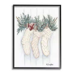 Evergreen Knit Stockings Framed Art Print
