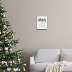 Evergreen Knit Stockings Framed Art Print