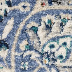 Faded Gray & Blue Floral Medallion Area Rug, 5x7