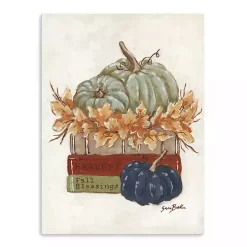 Fall Book Stack Canvas Art Print