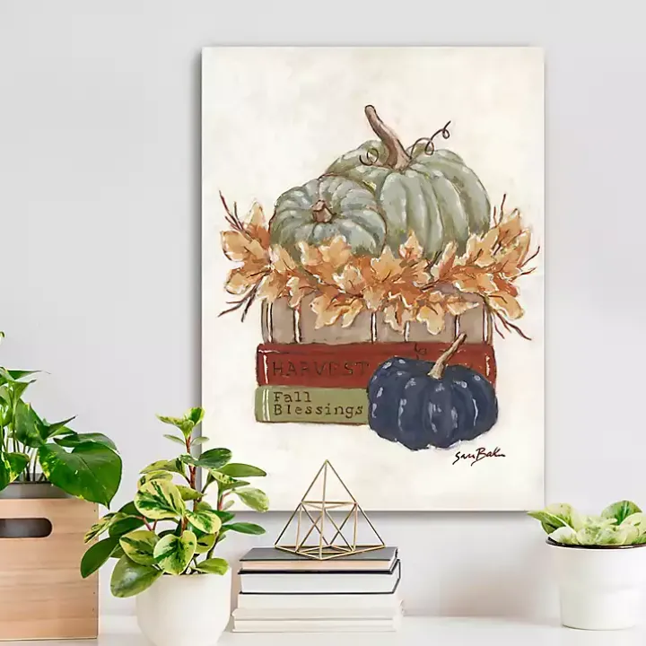 Fall Book Stack Canvas Art Print